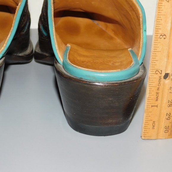 Don Quixote Tooled Leather Western Slip On Boots Mules Made In Mexico Size 8.5 - Picture 2 of 12